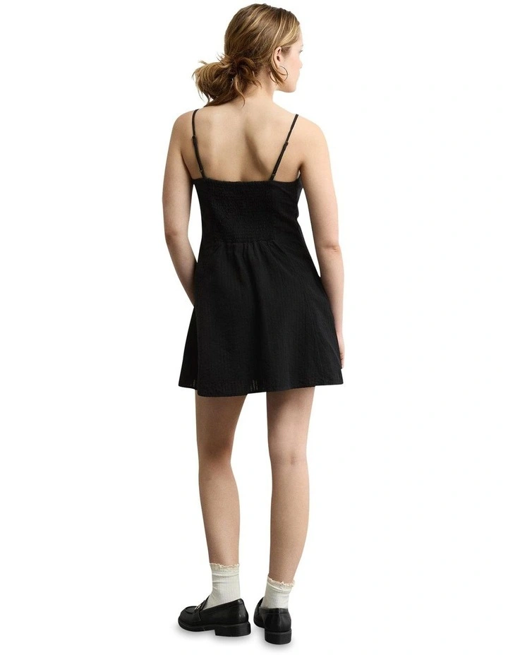 Sweetheart Button-Up Mini Dress in Black image 2