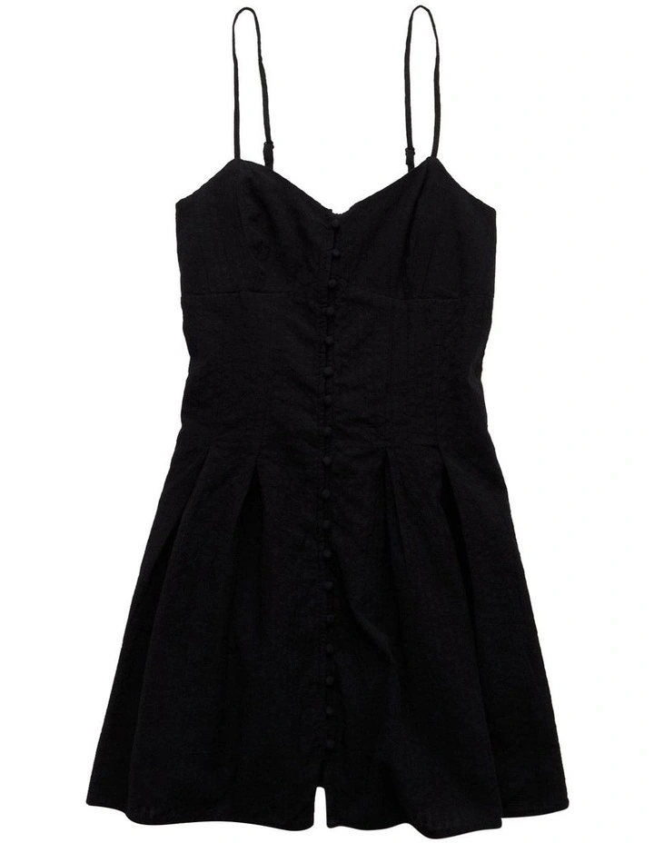 Sweetheart Button-Up Mini Dress in Black image 3