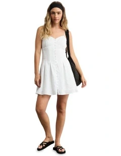 Sweetheart Button-Up Mini Dress in White