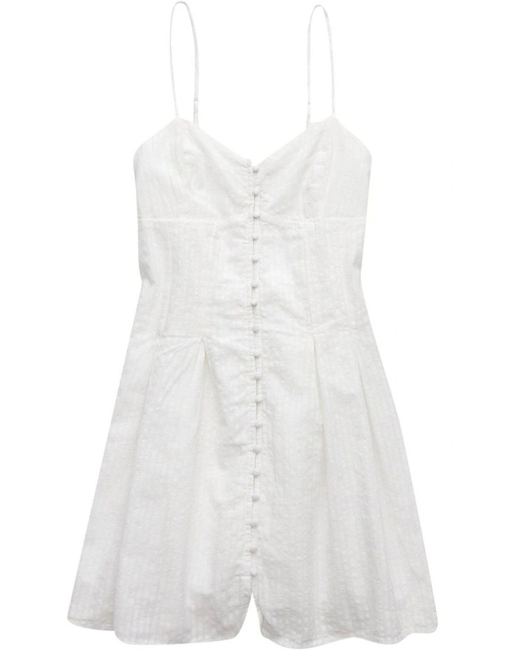 Sweetheart Button-Up Mini Dress in White image 3