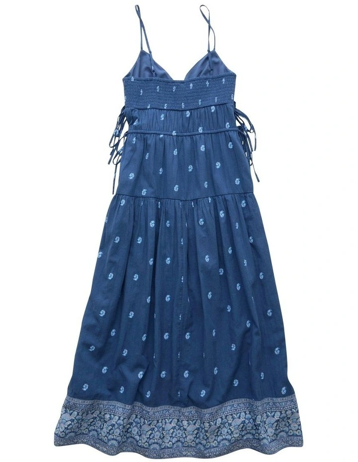 V-Neck Side Tie Midi Dress in Blue Vibe image 4
