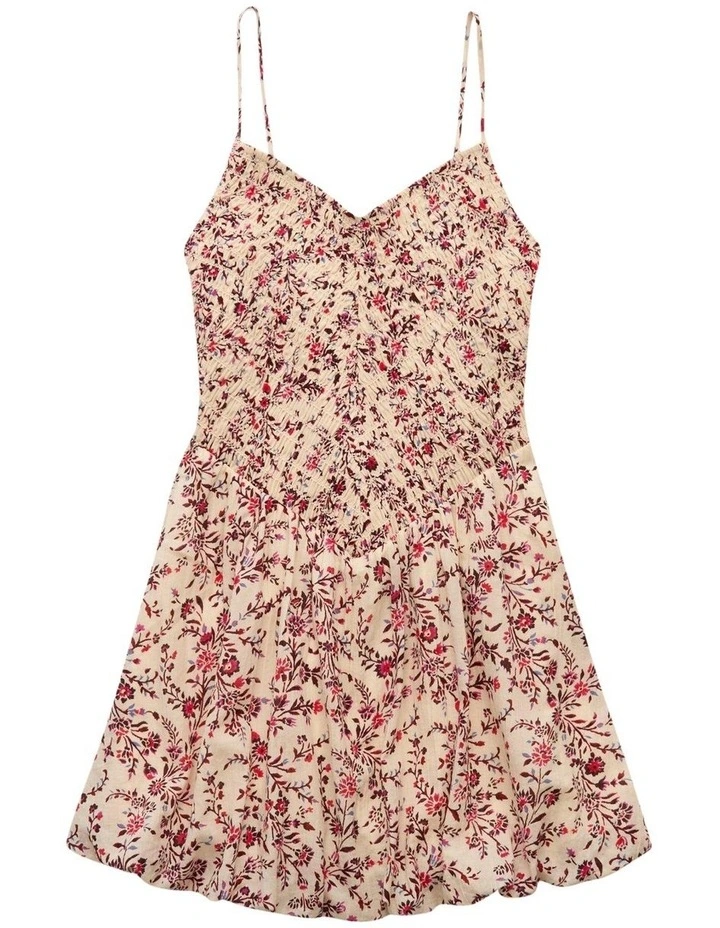 Bella Floral Bubble Mini Dress in Cream image 3