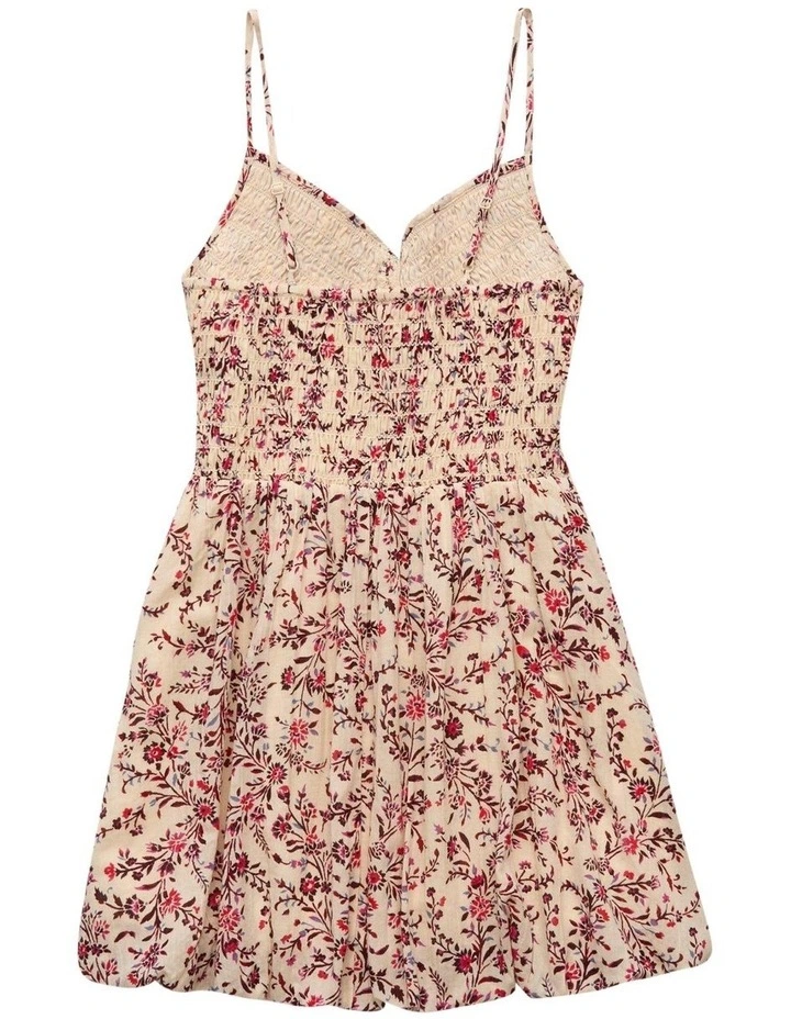 Bella Floral Bubble Mini Dress in Cream image 4