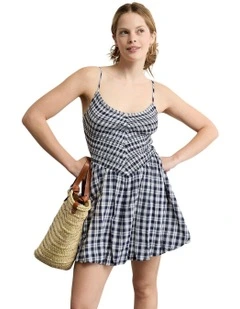 Bella Bubble Mini Dress in Navy