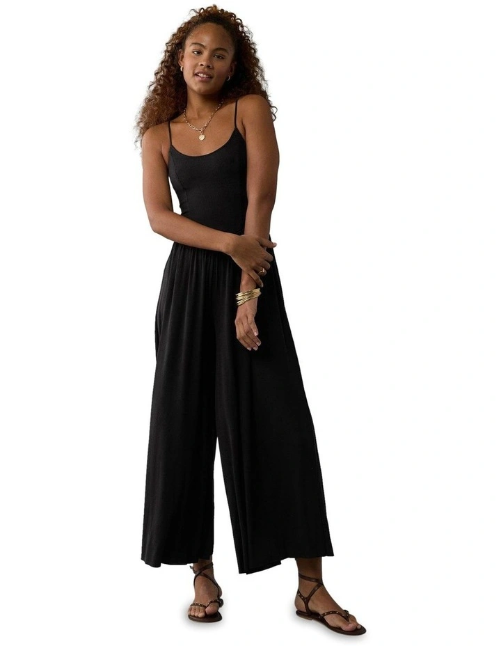 Soft and Sexy Wide-Leg Jumpsuit in Black image 1