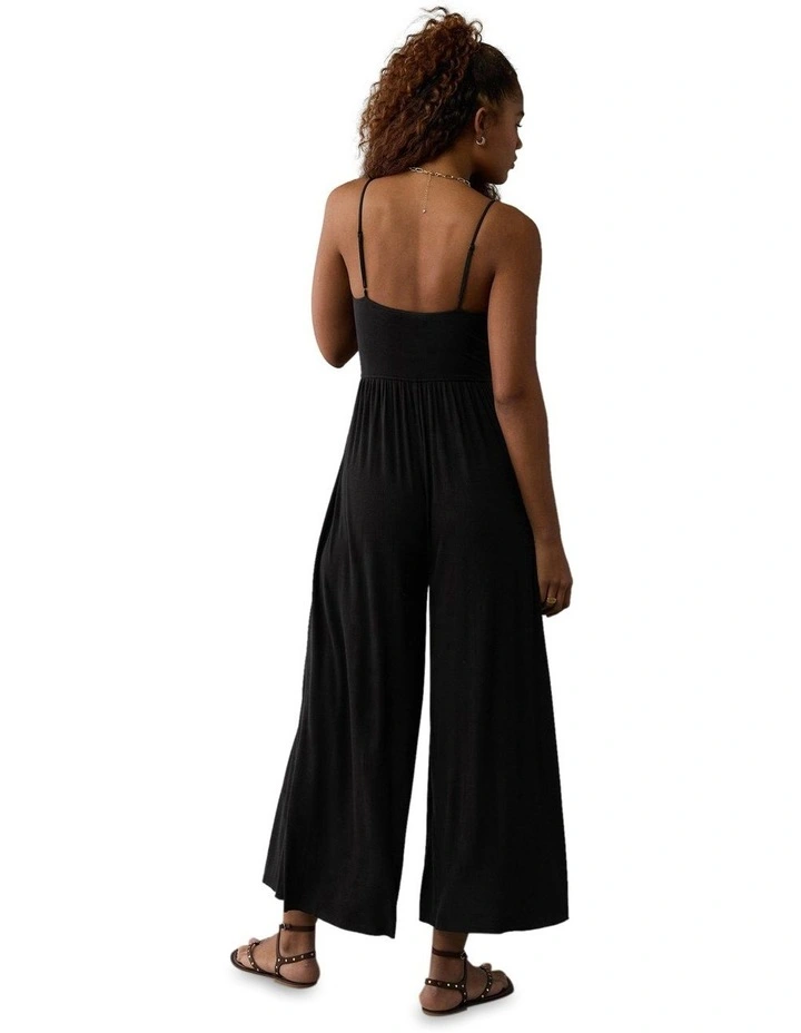 Soft and Sexy Wide-Leg Jumpsuit in Black image 2