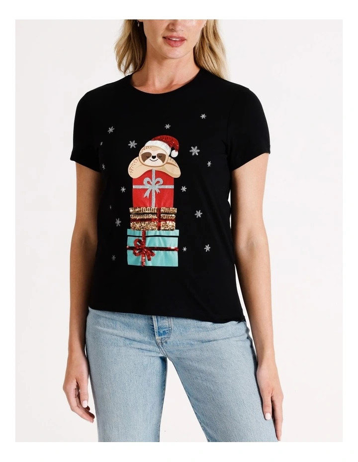 Violet Christmas T-Shirt in Black image 1