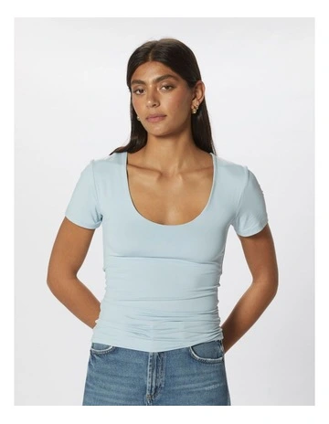 Lea Short Sleeve 2 Way Top in Light Blue