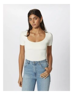 Lea Short Sleeve 2-way Top in White