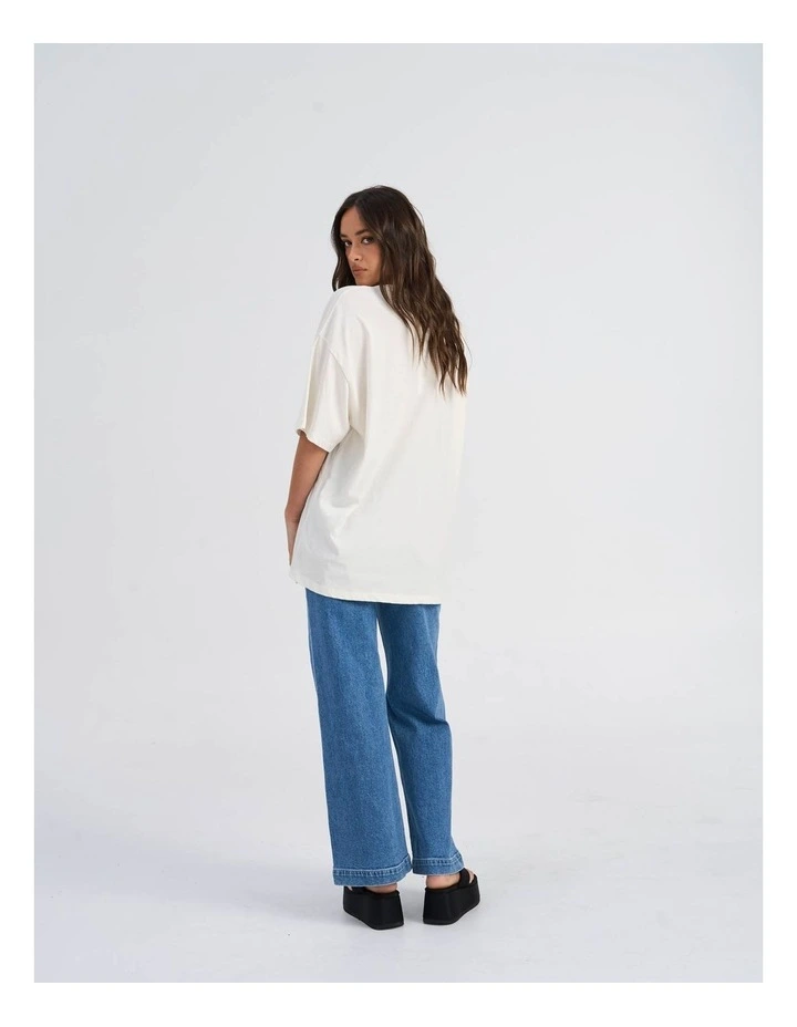 Rose Summertime Oversized Printed T-Shirt in Cream image 5