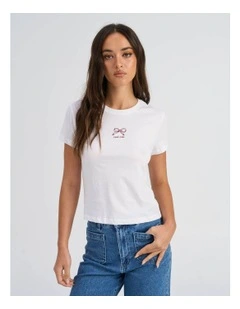 Carla Life Bow Cropped T-Shirt in White