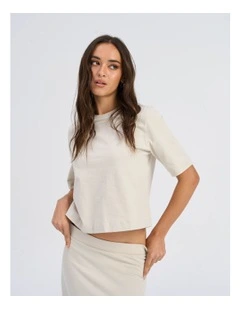 Silvina Short Sleeve Cotton Top in Stone