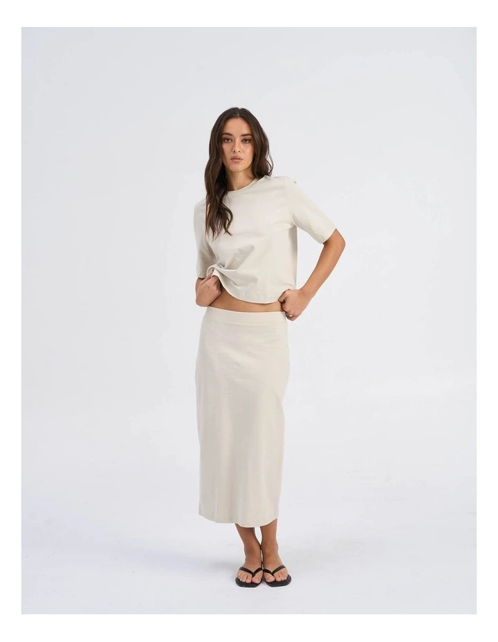 Silvina Short Sleeve Cotton Top in Stone image 2