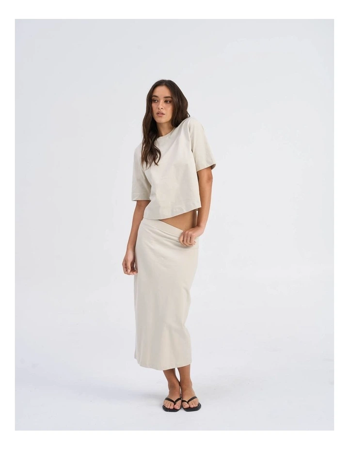 Silvina Short Sleeve Cotton Top in Stone image 3