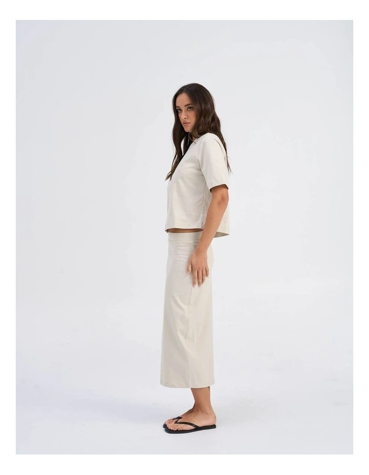Silvina Short Sleeve Cotton Top in Stone image 4