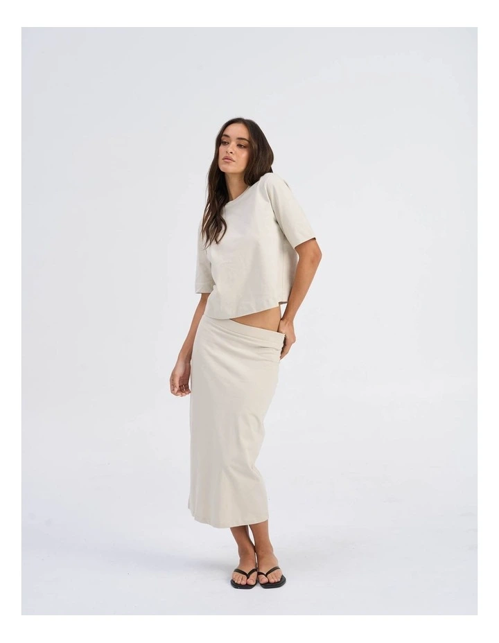 Silvina Short Sleeve Cotton Top in Stone image 6