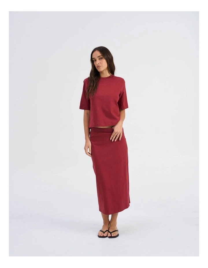 Silvina Short Sleeve Cotton Top in Red image 3