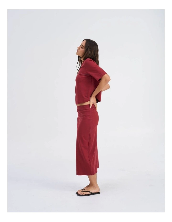Silvina Short Sleeve Cotton Top in Red image 4