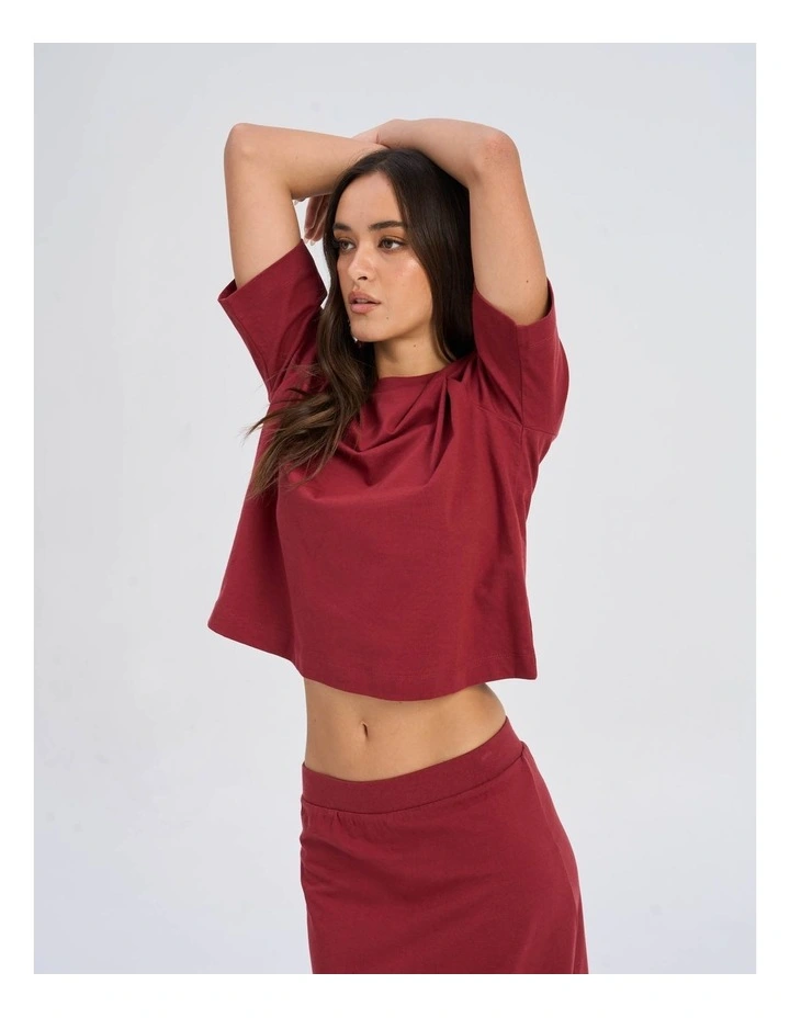 Silvina Short Sleeve Cotton Top in Red image 6