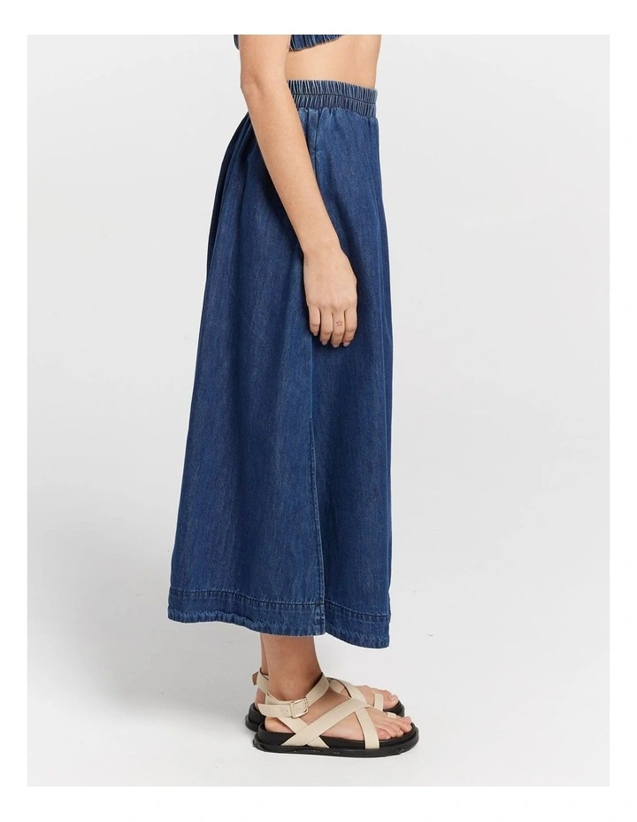 Camilla Cropped Denim Blouse in Dark Blue image 3