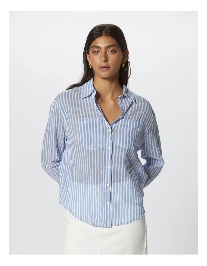 Belina Stripe Shirt in White image 1