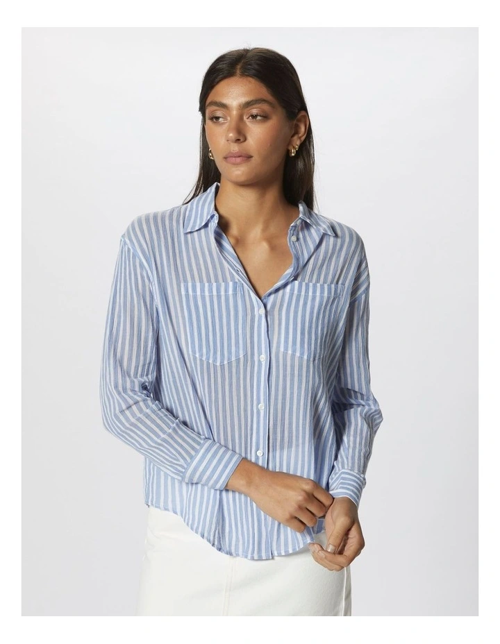 Belina Stripe Shirt in White image 2
