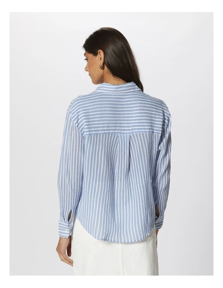 Belina Stripe Shirt in White image 4