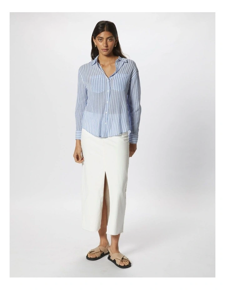 Belina Stripe Shirt in White image 5