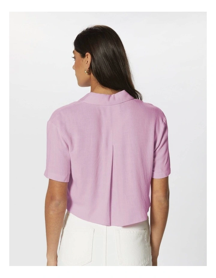 Siesta Linen Cropped Shirt in Pink image 4