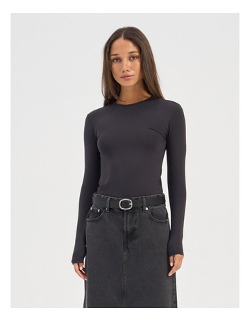 Lea Long Sleeve Top in Black