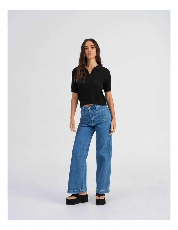 Cosima Knitted Polo in Black image 3