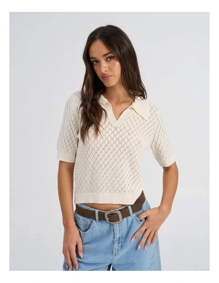 Cosima Knitted Polo in Cream image 1
