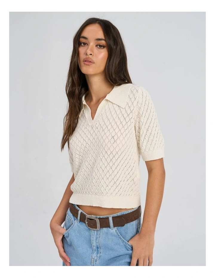 Cosima Knitted Polo in Cream image 6