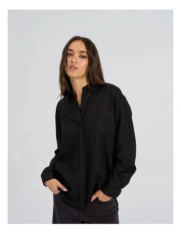 Bruxelles Long Sleeve Buttoned Shirt in Black