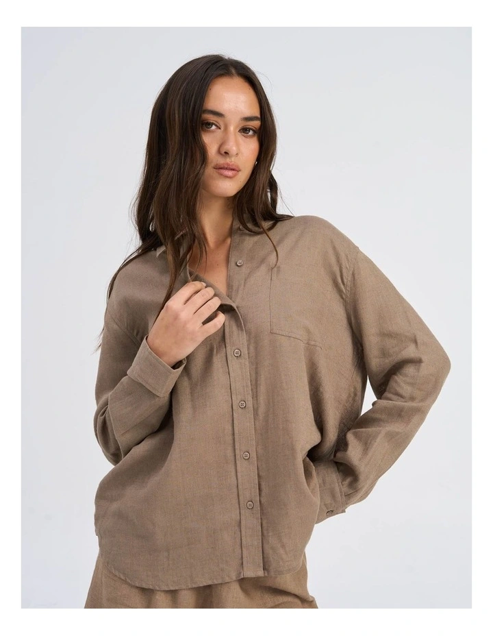 Bruxelles Long Sleeve Buttoned Shirt in Khaki image 1