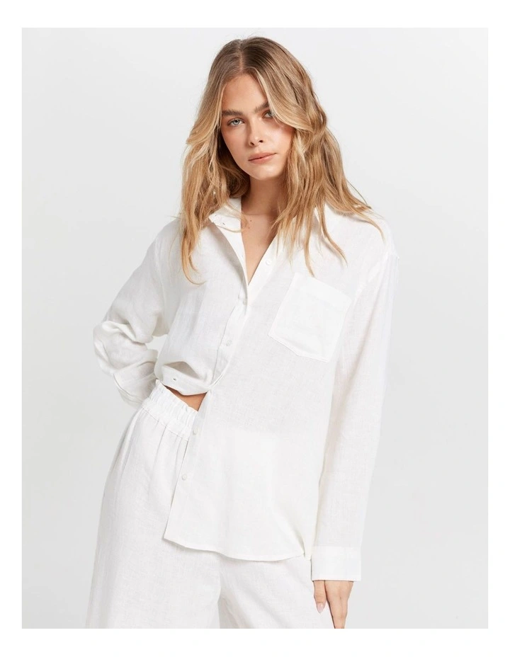 Bruxelles Long Sleeve Buttoned Shirt in White image 1