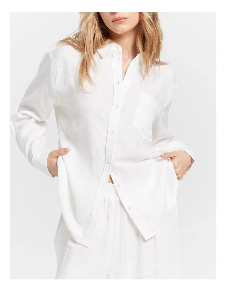 Bruxelles Long Sleeve Buttoned Shirt in White image 2