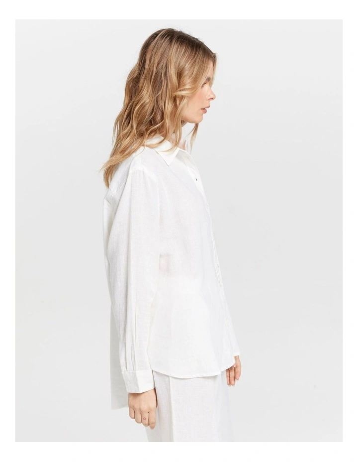 Bruxelles Long Sleeve Buttoned Shirt in White image 3