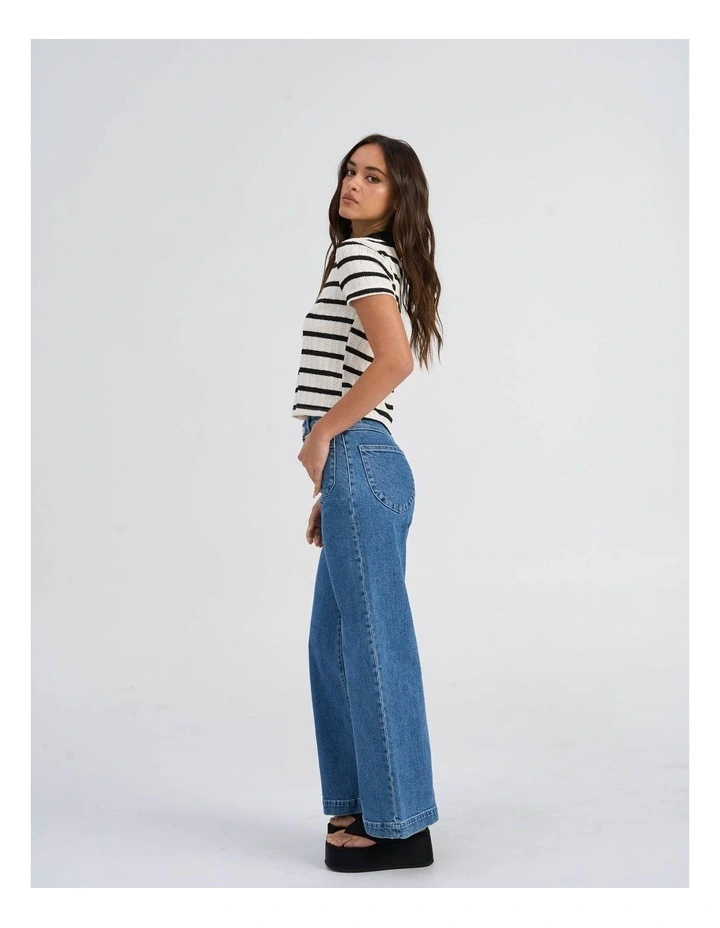 Halia Collared Knit Top in White image 4