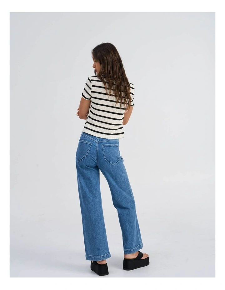Halia Collared Knit Top in White image 5