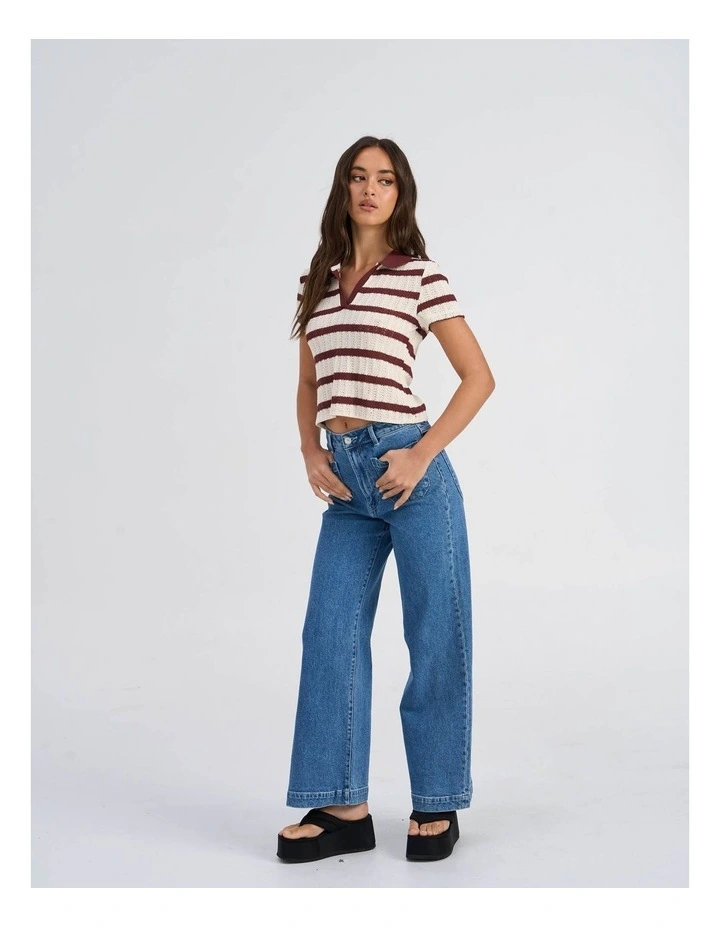 Halia Collared Knit Top in Cream image 4