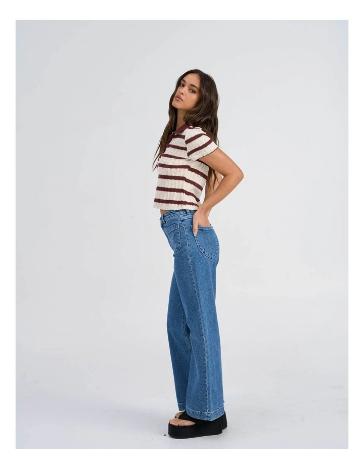 Halia Collared Knit Top in Cream image 5