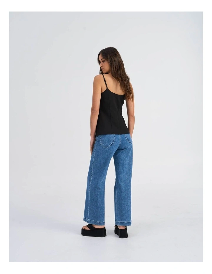 Adora Strap Buttoned Vest Top in Black image 5