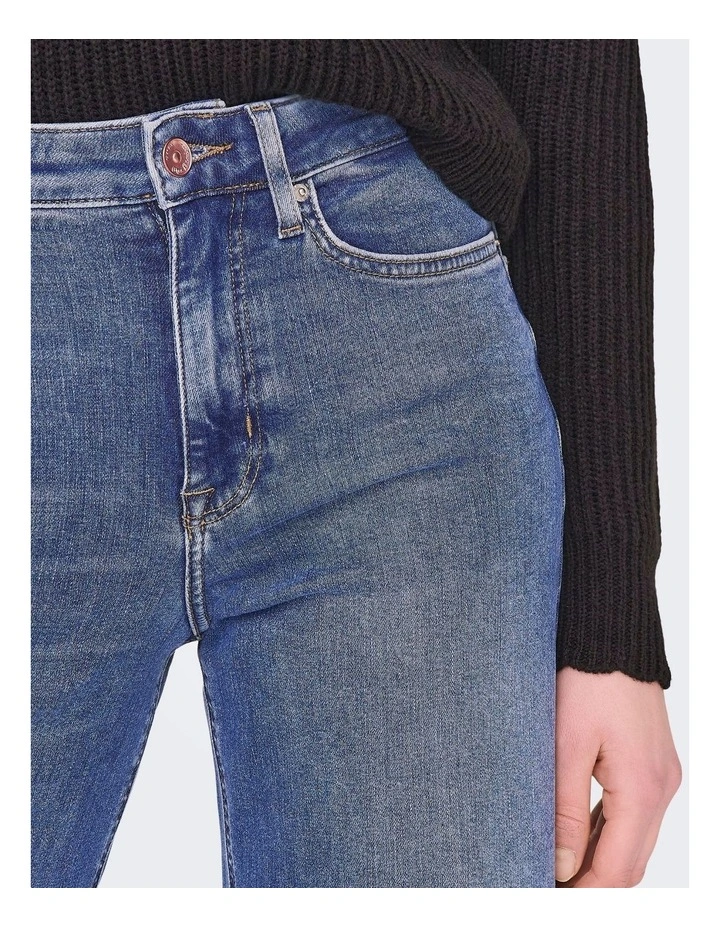 Madison Blush Stretch Wide Jeans in Mid Blue Denim image 2