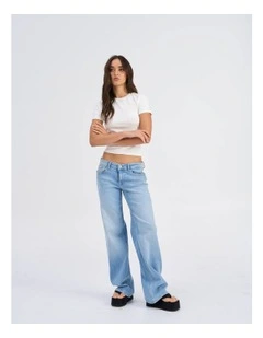 Judy Low Rise Wide Leg Denim Jeans in Light Blue