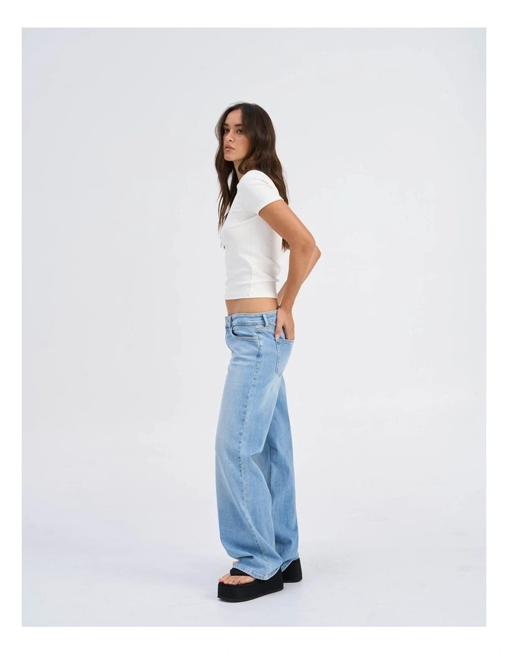 Judy Low Rise Wide Leg Denim Jeans in Light Blue image 5