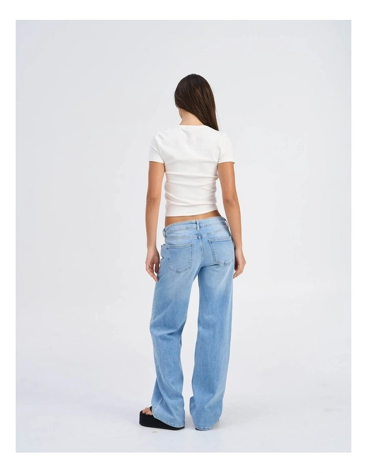 Judy Low Rise Wide Leg Denim Jeans in Light Blue image 6