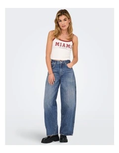 Taylor High Waisted Barrel Jean in Dark Blue Denim