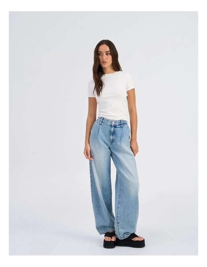 Gianna Pleated Denim Jeans in Light Blue image 1