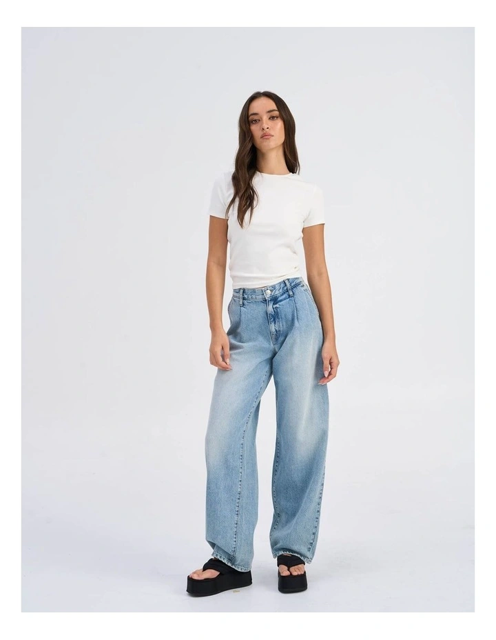 Gianna Pleated Denim Jeans in Light Blue image 3